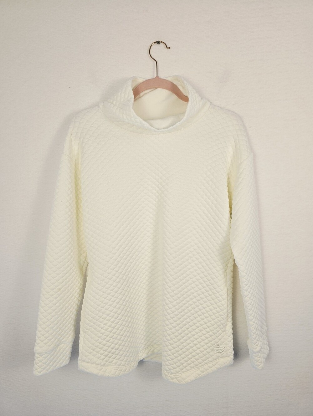 New Balance Quilted Ivory L Sleeve Mock Turtleneck Pull Over Sweatshirt Ladies M - Picture 2 of 12